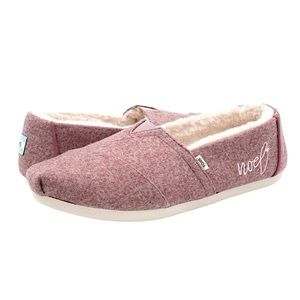TOMS: Women Alpargata Canyon Rose Felt Faux Fur Noel Slip On Flat Shoes - Sz 10
